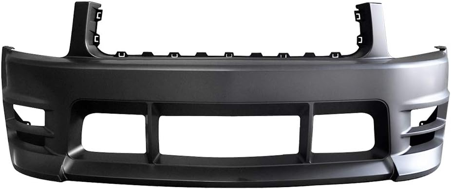 FREEMOTOR802 Front Bumper Cover Replacement For 2005-2009 Ford Mustang V6 Models, Racer Style Unpainted Black PP Front Bumper Conversion Exterior Body Kit Parts
