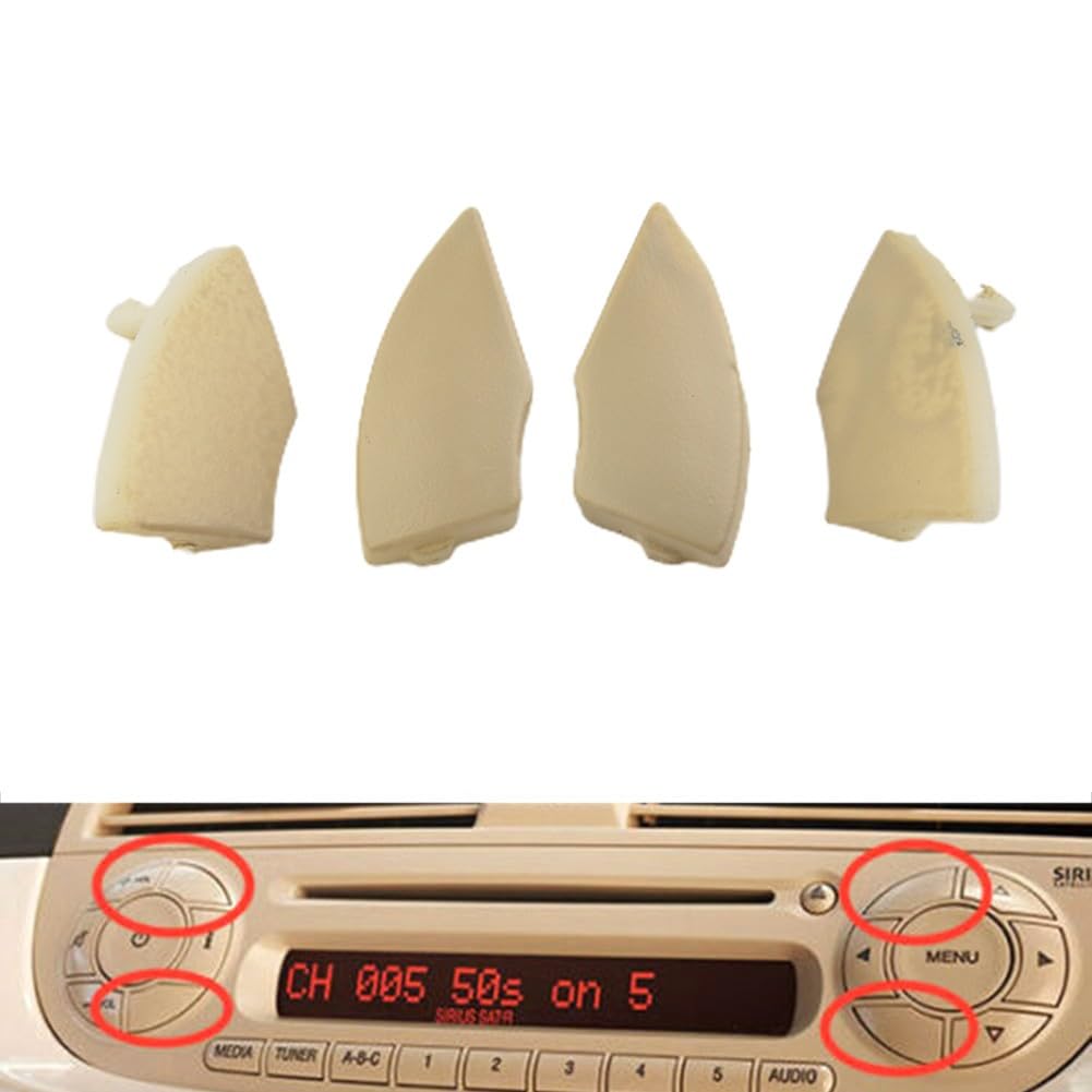Oniissy 4 copripulsanti per auto, per Fiat 500 radio CD, colore beige, per rimozione, durata e uso di lunga durata