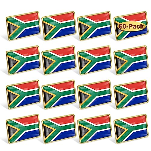 Image of 12 /24 /50 /100Pcs South Africa Flag Lapel Pins Bulk - Metal South African Brooch Badge Souvenir for Men Women Clothes Bags Hats