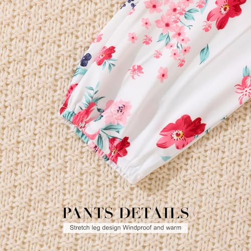 Image of SANMIO Toddler Girl Clothes Cute Ruffle Sleeve Shirt Floral Pants Headband | 3Pcs Fall Winter Outfits Kids Girls Clothing Set 1-6T