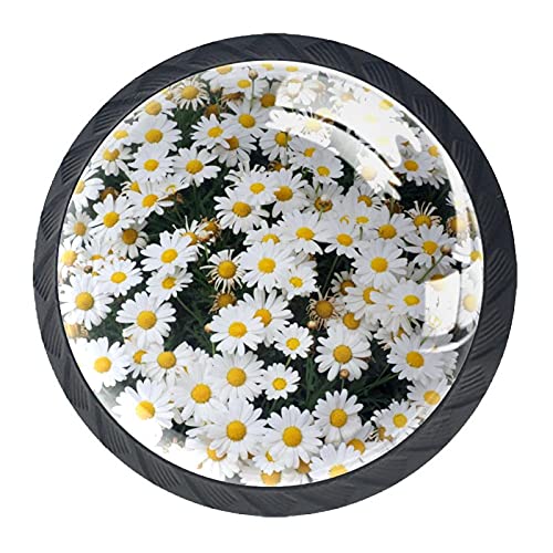 Boutons de tiroir design multicolore fleur blanche pour maison - 3