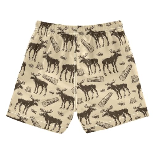 Boys Swim Trunks Quick Dry Elks Moose Beach Board Shorts with Mesh Lining Youth Swimwear 2-12T2