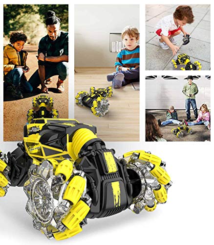 DoDoeleph Gesture RC Car, Remote Control Car, RC Stunt Cars With Watch Hand Controlled Truck Sensing Crawler 360°LED 1/16 4WD 12.5Mph 2X Batteries Toy For Boys Girls Adults, Multicolor