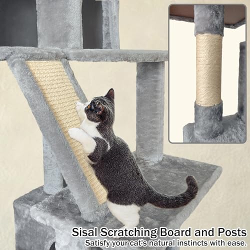 Torre para gatos interior 70 pulgadas gris claro miniatura 4