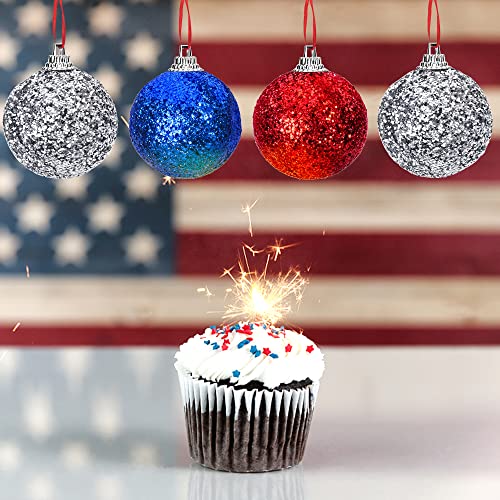 12 Pieces Independence Day Hanging Ball- 4Th Of July Glitter Ornament -1.96“ Red White Blue Patriotic Hanging Ornament Ball For Memorial Day Usa Themed Party Supplies (12Pcs Glitter Ball) #TOP3