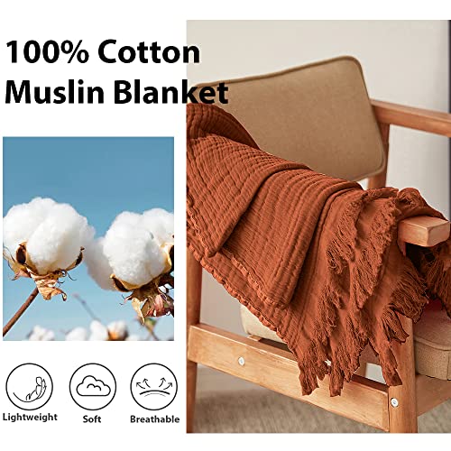 Simple&Opulence Cotton Muslin Woven Throw Blanket #TOP27