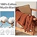 Simple&Opulence Cotton Muslin Throw Blanket for Bed, Couch, Knit Woven Gauze Blanket with Tassels, Soft Lightweight Cozy Pre-Washed Breathable Farmhouse Decoration for All-Season (Rust Orange)