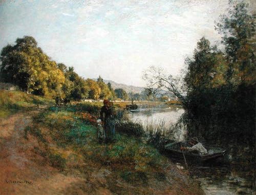 Pintura lienzo le rive della Marna para decorar paredes de oficinas y despachos elegantes 60x90