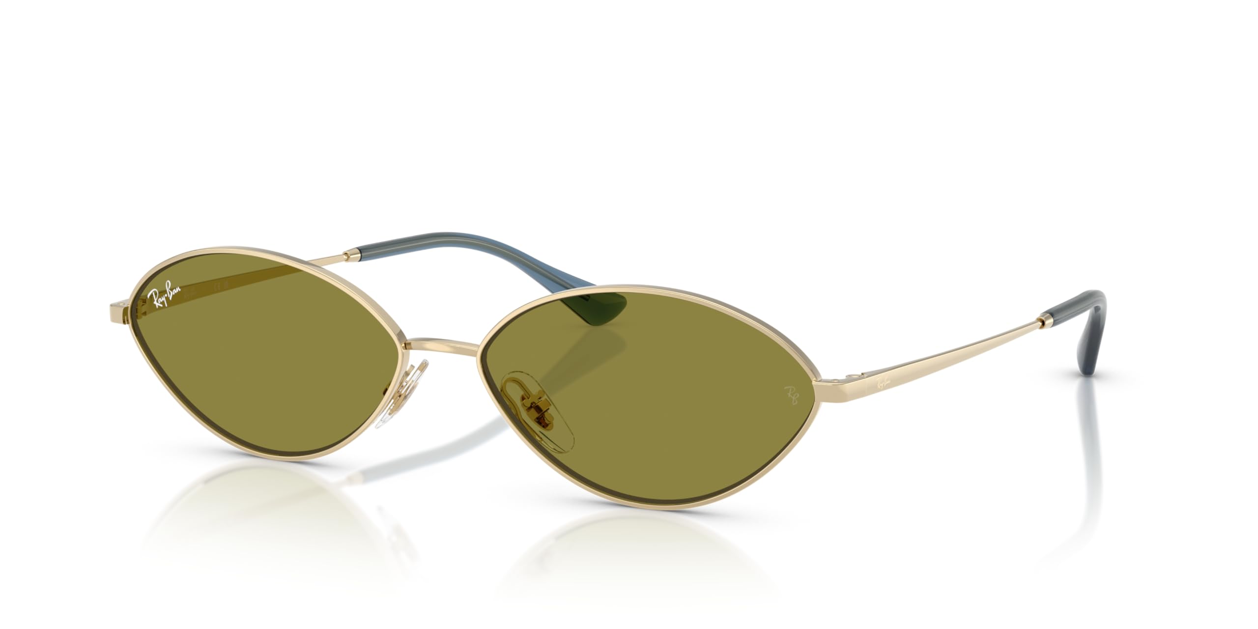 Ray-Ban RB3757 Kai Oval Sunglasses, Pale Gold/Green, 59 mm