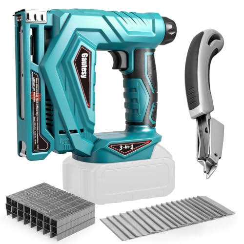Image of Cordless Nail Gun Compatible with Makita 18V Battery,2 in 1 Brushless Nail Gun/Staple Gun with 1000 Nails and 1000 Staples for Upholstery,Carpentry and Woodworking Projects(No Battery)