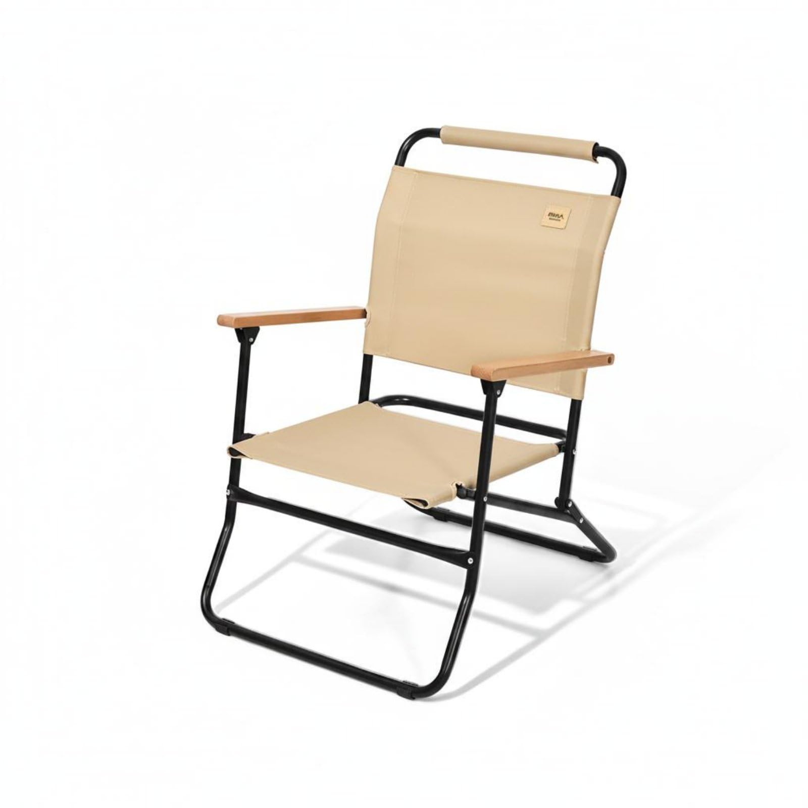 MERIGLARE Campingstuhl Faltbarer Stuhl Klappstuhl Tragbarer Sitz mit Rückenlehne Und Armlehnen aus Metallrahmen für Camping Picknick Garten Reisen Terrasse Festival Geeignet, Khaki