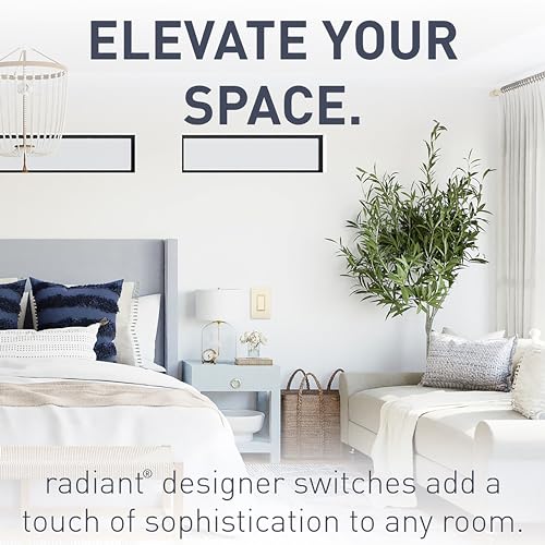 Image of Legrand radiant TM874LACC6 15 Amp Rocker Wall Switch, 4-Way Decorator Light Switches, Light Almond (1 Count)