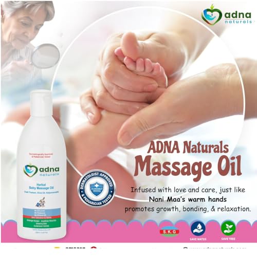 Image of Herbal Baby Massage Oil with Eladi Thailam, Olive Oil & Nalpamaradhi | Supports Stronger Bones & Muscles | Dermatologist & Pediatrician Approved | Clinically Tested (200ml)