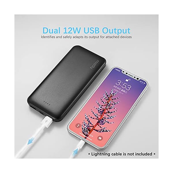 Miady 2-Pack 10000mAh Dual USB Portable Charger, USB-C Fast Charging Power Bank, Backup Charger for iPhone 15/14/13, Galaxy S23/22, Pixel and etc