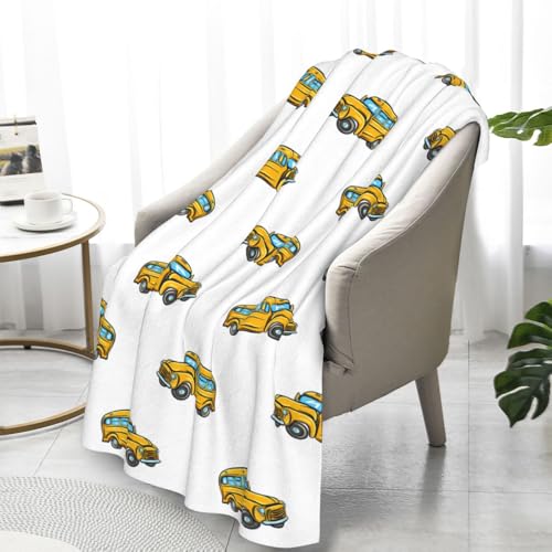 Image of School Bus Blanket 40 inchx50 inch - Soft Plush Throw for Kids, Adults & Home Decor - Cozy Fleece Blanket for Couch, Bed, Sofa - Fun Gift for Boys, Girls, Teachers