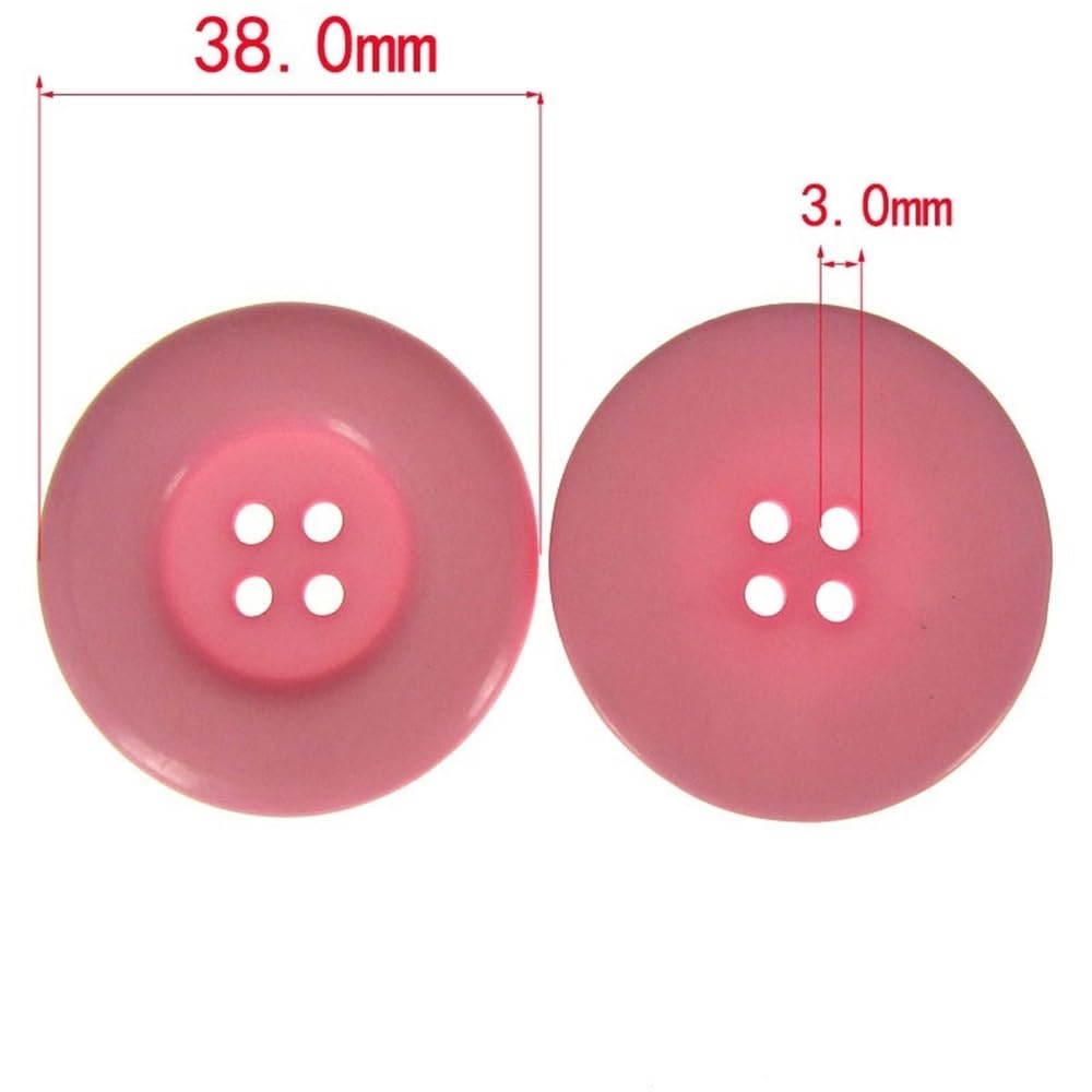 5 Pezzi Bottoni Grandi in Resina a 4 Fori Bottoni Rotondi for Abbigliamento Cappotto Accessorio for Cucire Decorazione Artigianale 1,5"(Yellow)
