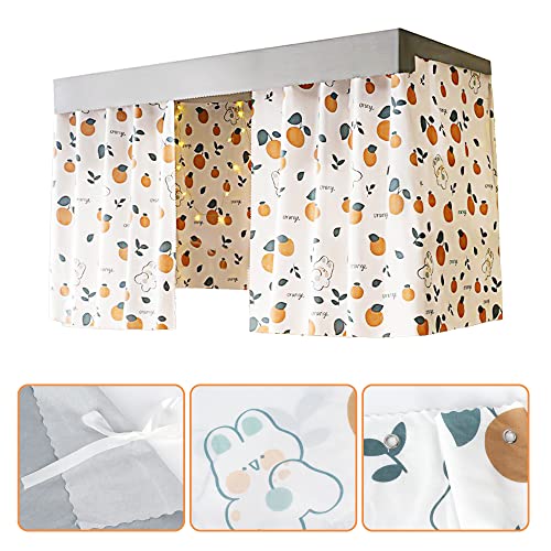 Image of Cute Bottom Bunk Bed Curtain Student Dormitory Blackout Cloth Mosquito Nets Bedding Tent Bed Canopy Single Sleeper, Orange Rabbit