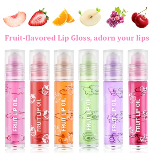 AOOWU Lip Oil, 6pcs Lip Gloss Transparente para Voluminizar Labios, Lip Glow Oil Enrollable para Labios Más Suaves y Duraderos, Brillos de Labios para Brillante Hidratante, Elimina Arrugas - imagen 2