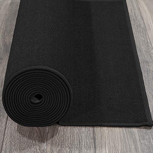 Sweet Home Stores Sh Collection Solid Rubberback Indoor Runner Rug, 2'7" X 9'10", Black #TOP4