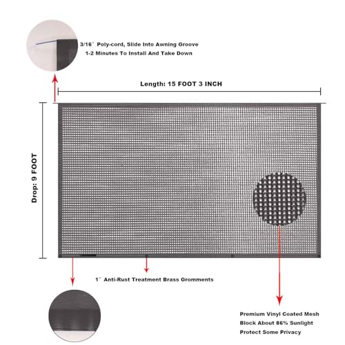 Image of RV Awning Mesh Sun Shade Screen for Motorhome Camper Trailer Sunshade