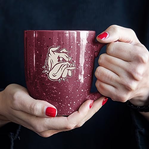 Image of Rico Industries NCAA Minnesota-Duluth Bulldogs Maroon Personalized 16 oz Team Color Laser Engraved Speckled Ceramic Coffee Mug