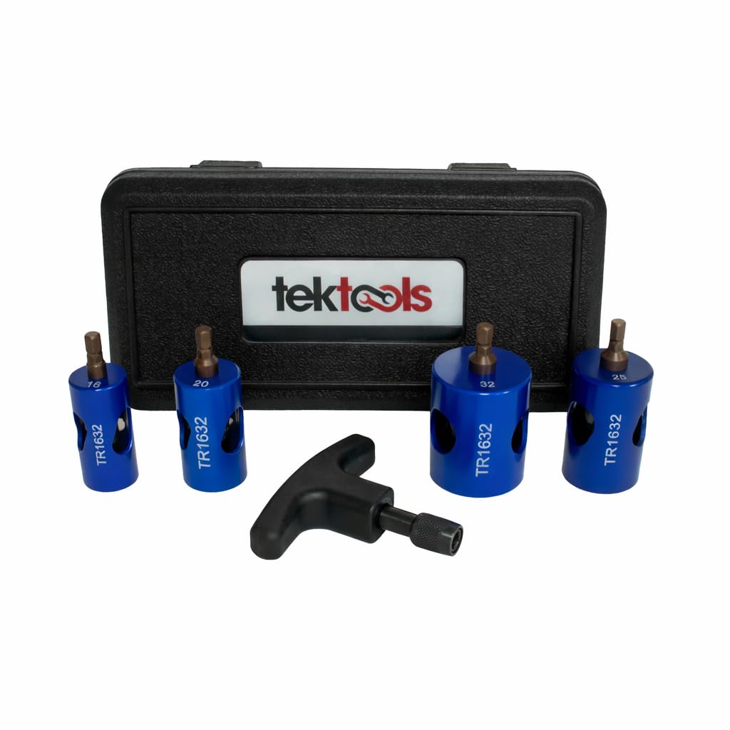 Tektools Blue Drill Reamer Bevelling Kit - Pipe Reamer/Beveller For Mlcp Pipe (Pert-Al-Pert Or Pex-Al-Pex), Professional Pipe Chamfering, Attached Handle Included - 16Mm, 20Mm, 25Mm, And 32Mm