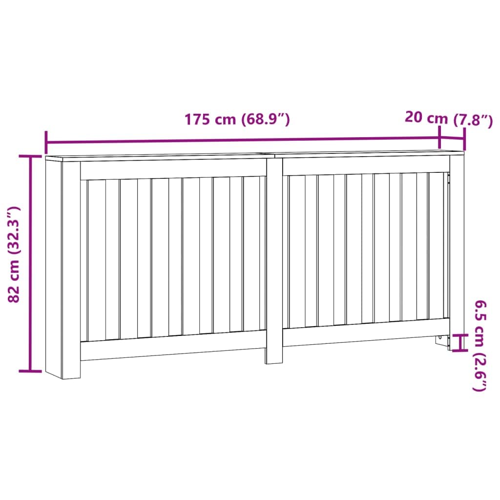 Revestimiento para radiadores Sonoma gris de madera 175 x 20 x 82 cm con diseño de lamas, práctico estante, fácil de limpiar, solución adecuada para el salón, ahorro de energía