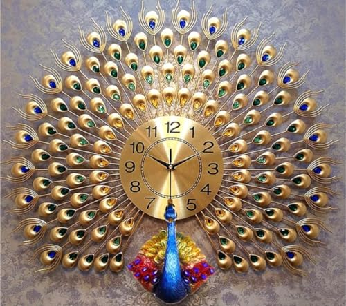 Image of Golden Peacock wall Clock (Peacock wall Clock Golden)
