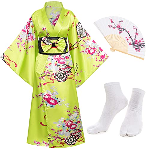 Japanese Anime Women's Long Kimono Robe Fancy Dress Hand Held