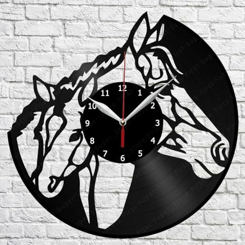 Horloge murale en vinyle motif cheval vintage