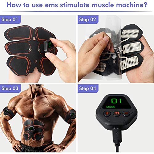 EMS Abdominal Muscle Cordless Abs Muscle Trainer Smart AB Toning Abs Training Home Office Smart EMS Body Abdomen Equipment for Women Men Hip Leg Arm Waist - Thumbnail 6