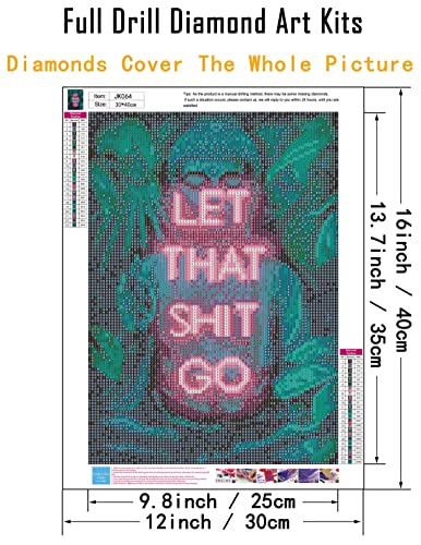 5D Diamond Painting Kits For Adults Beginners,Buddhism Buddha Diamond Art Kit,Diy Full Round Drill Religious Gem Art Kits With Inspirational Motivational Zen Quote,Home Wall Decor 12 X 16 Inch #TOP4