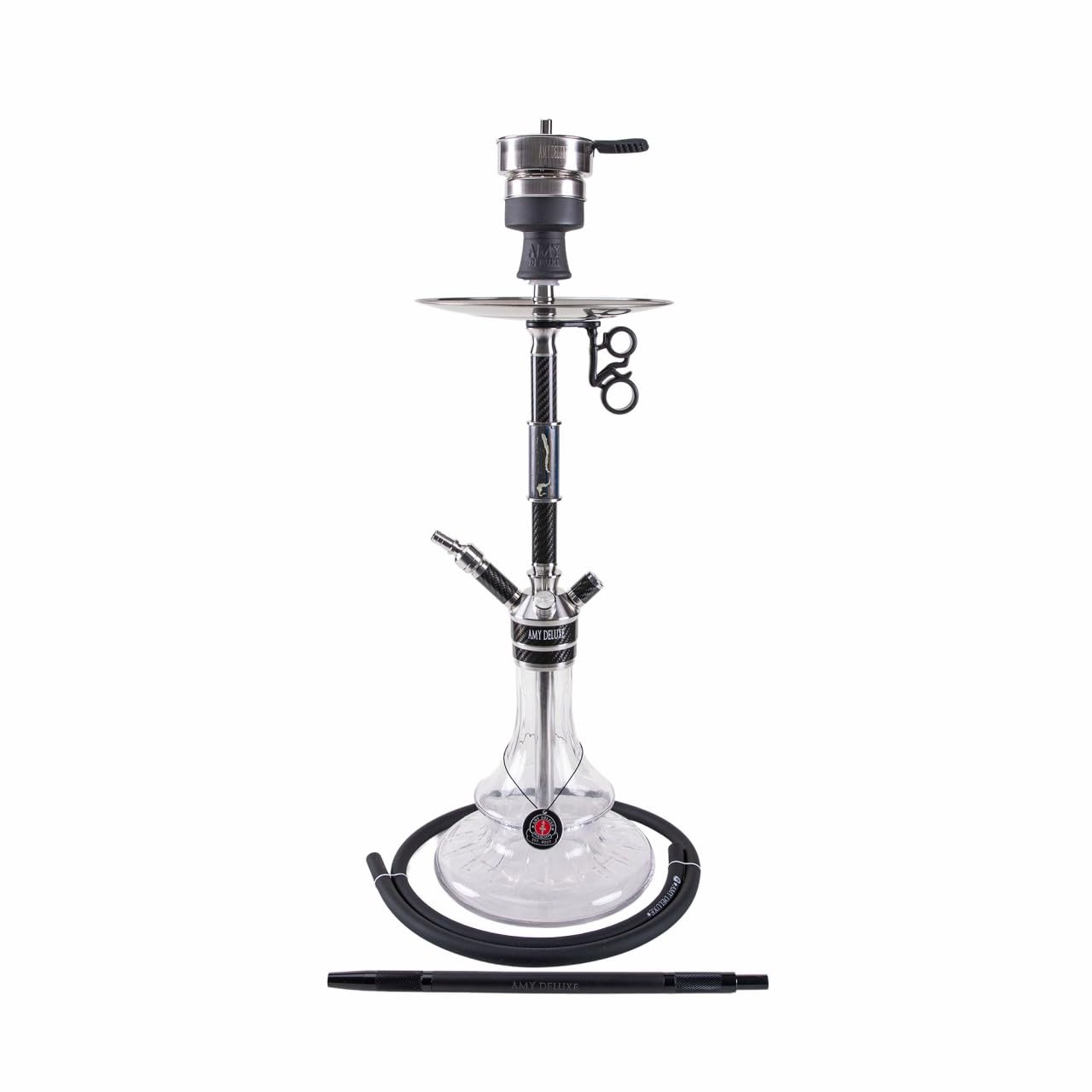 Amy Deluxe German Hookah Shisha Set ss26 01 Carbonica Solid black-transparent