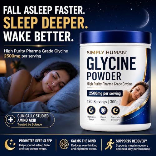Image of Simply Human 100% Pure Pharma Grade Glycine Powder 300g | Neurotransmitter Amino Acid | Sleep, Calmness & Relaxation Support | Single Ingredient Supplement