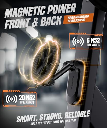 GolbinBox Magnetic Gym Phone Holder for MagSafe, All Metal Dual-Magnet Mount for iPhone and Android, 360° Adjustable Tri-Axis, Gym Essentials for Bodybuilder Men Women Recording Fitness Exercise,Black