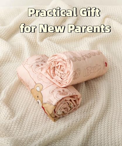 Image of SDY Jersey Crib Sheets for Baby Girls,52 inchx28 inchX8 inch, Pink Kawaii Bear Standard Oval /Retangle Crib Mattress Sheets for Toddler,Super Soft Breathable