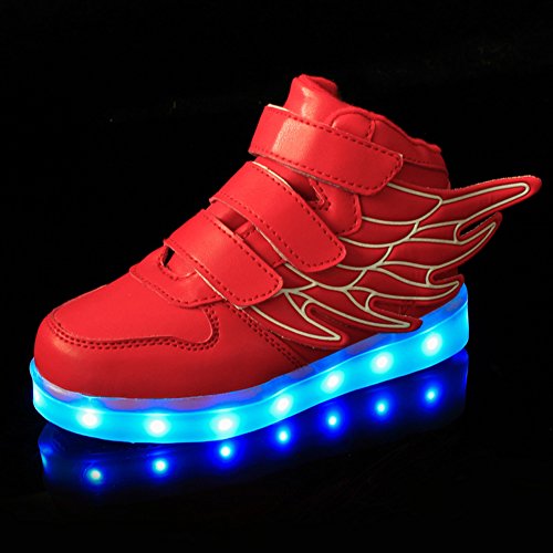 Santimon Kids Boys Girls 7 Colors LED Lights Luminous Sports Shoes Sneaker Athletic Wings Trainers High-top Shoes2