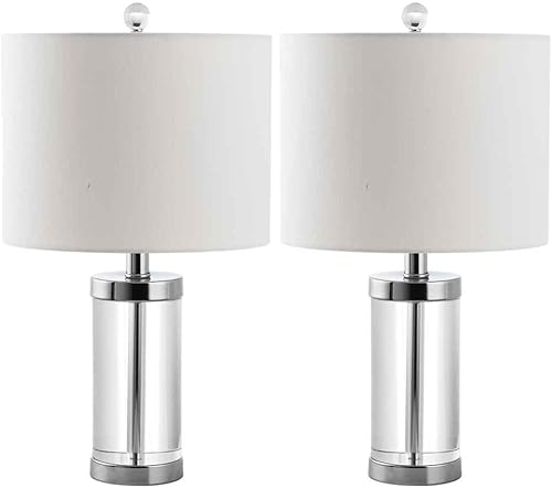 Miniatura 4 de SAFAVIEH Lighting Collection Laurie - Juego de 2 lámparas de mesa modernas de cristal de 20 pulgadas para dormitorio, sala de estar, oficina en