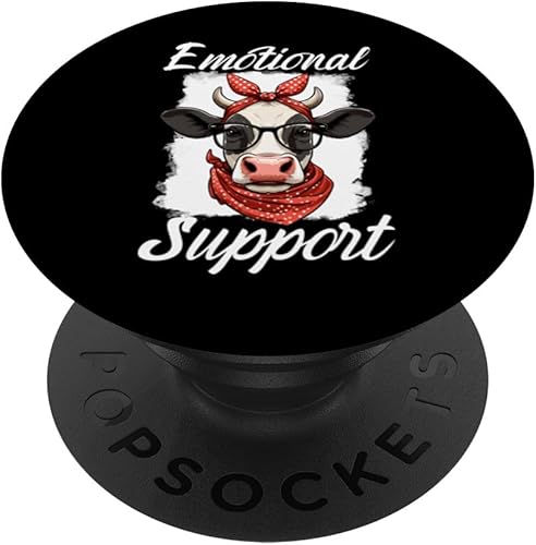 emotional support cow zootherapy and farmer's wife PopSockets Standard PopGrip