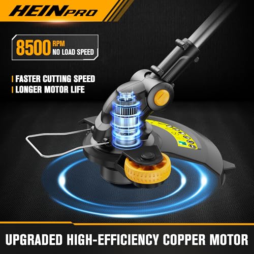 HEINPRO Cordless String Trimmer Compatible with Dewalt 20V MAX Battery, 12-Inch Weed Wacker Cordless Auto Line Feed,Electric Weed Eater Battery Powered Grass Trimmer w/6 Line Spools(Tool Only) - Image 4