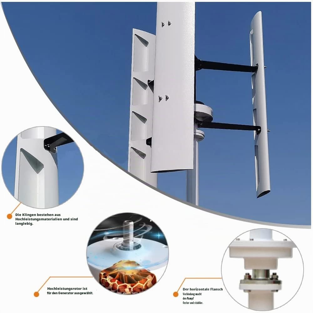 Power Windkraftanlage Vertikal VAWT 1000W 12V Heimgebrauch Achse Windgenerator-Kits 3 Aluminiumlegierung Klinge Mit MPPT Laderegler