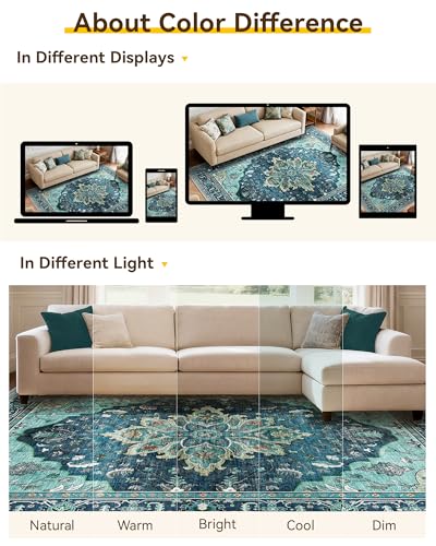 Tapete decorativo rectangular 5'x7' RELEANY Teal miniatura 7