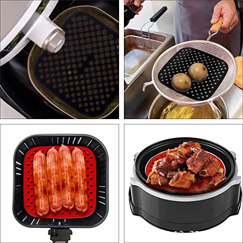 Tapete Silicone Air Fryer Tapete Protetor Fritadeira Antiaderente 19 CM Quadrado (Vermelho)