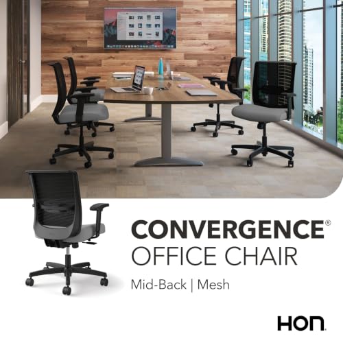 Image of HON Convergence Ergonomic Office Chair with Mesh Back, Adjustable Arms, Lumbar Support, Synchro‑Tilt Desk Chair with Wheels for Home Office or Computer Use, Black Frame, Frost