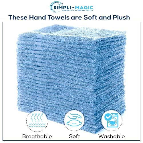 Image of Simpli-Magic Cotton Hand Towels, 12 Pack, 16 inch x 27 inch, Blue
