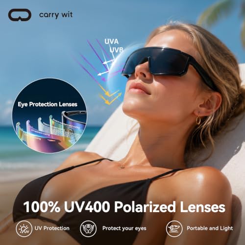 CARRY WIT AI Smart Sunglasses for Men/Women, Bluetooth Glasses for Cycling Running, Sports Sunglasses with UV400 Polarized Lenses, Bluetooth 5.4 for Music, Voice Control for Hiking Fishing (Grey) - image 3