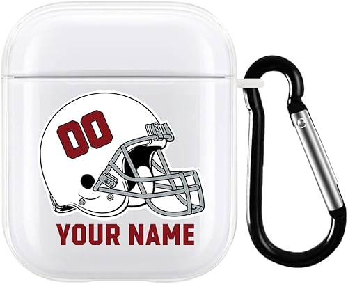 Funda de casco de fútbol con nombre y número para Apple AirPods de 2ª y 1ª generación, regalo personalizado para fanáticos de los deportes de Arizona