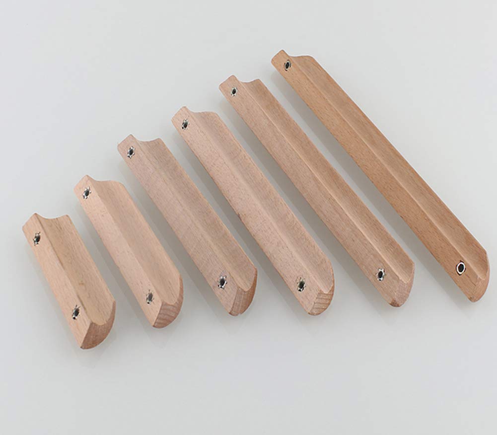 10 Stück Möbelgriffe aus Holz, Küchenschubladen, Kleiderschrank, Schrankknöpfe mit Schrauben (Lochabstand: 64/96/128/160/192 mm) (10 Stück 64 mm) (10 Stück 128 mm)