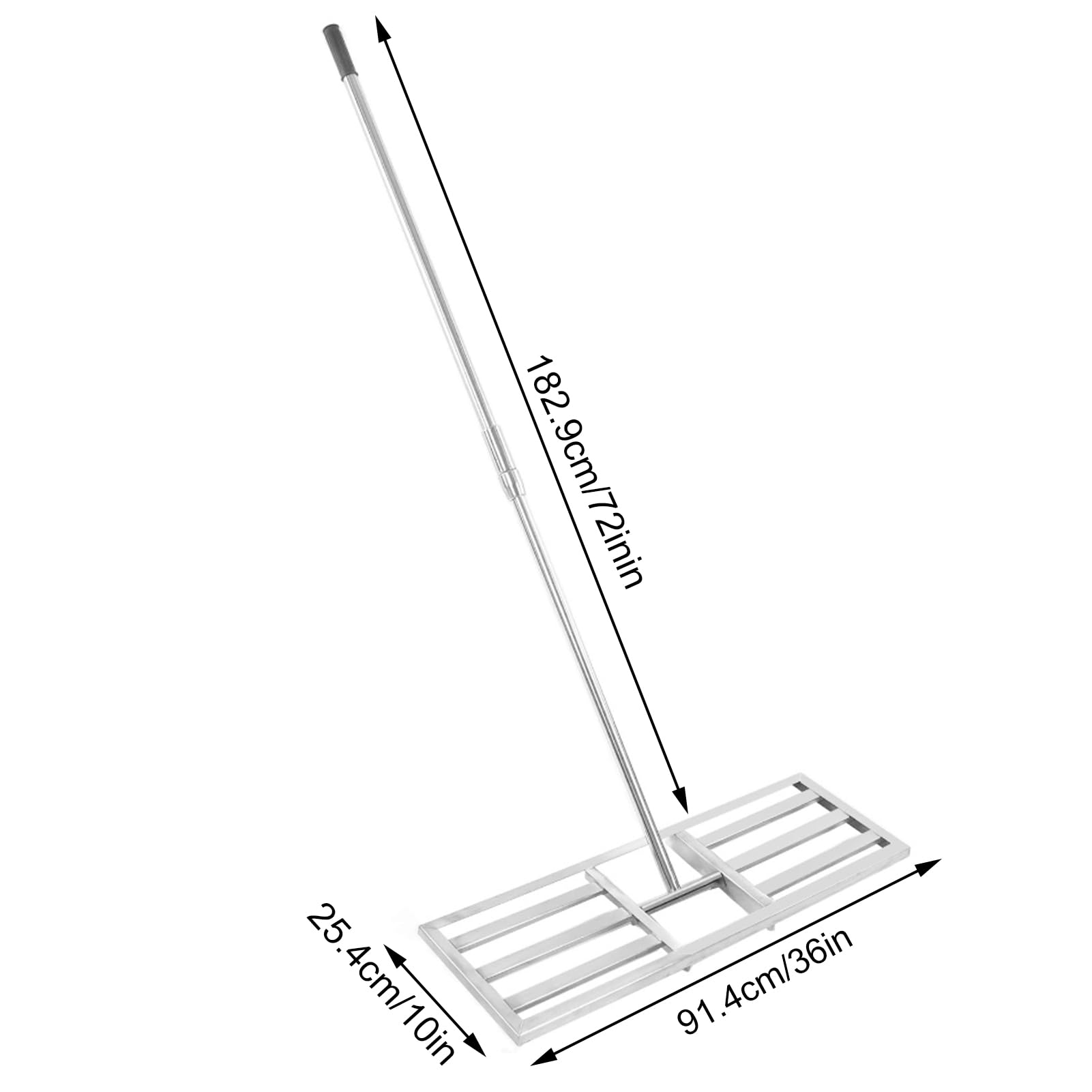 Rastrillo de nivelación de césped de Acero Inoxidable, Mango Largo telescópico, Resistente a la corrosión, nivelador de césped Multiusos, distribuir Material y Quitar Piedras, Adecuado para Cualquier