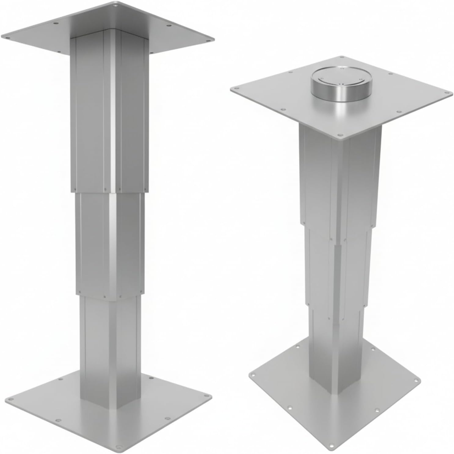 Adjustable RV Table Pedestal 12-30 Inch, Heavy Duty Aluminum Telescopic Leg for Bed Conversion, 3-Stage Tatami Style Base for Camper Van, Yacht, Pontoon, Rust-Proof Silver